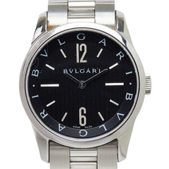 ブルガリ ソロテンポ 腕時計 ST37S クオーツ ブラック文字盤 ステンレススチール メンズ BVLGARI 【中古】