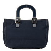 フェンディ ロゴ金具 ハンドバッグ ネイビー キャンバス レザー レディース FENDI 中古