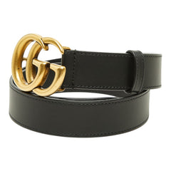 グッチ GGマーモント GGエンブレム ワイド バックルベルト 414516 ブラック レザー レディース GUCCI 【中古】