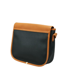 サンローラン ロゴプレート 斜め掛け ショルダーバッグ ネイビー ブラウン レザー レディース SAINT LAURENT 【中古】