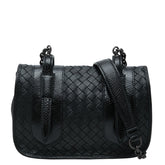 ボッテガヴェネタ イントレチャート チェーン ショルダーバッグ ブラック レザー リザード レディース BOTTEGAVENETA 【中古】