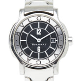 ブルガリ ソロテンポ 腕時計 ST29S クオーツ ブラック文字盤 ステンレススチール レディース BVLGARI 【中古】
