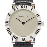 ティファニー アトラス 腕時計 M0640 クオーツ シルバー文字盤 SV925 シルバー レザー メンズ TIFFANY&Co. 【中古】