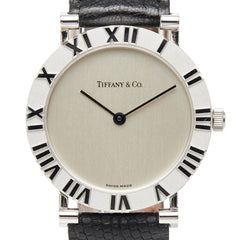 ティファニー アトラス 腕時計 M0640 クオーツ シルバー文字盤 SV925 シルバー レザー メンズ TIFFANY&Co. 【中古】
