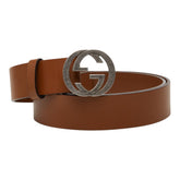 グッチ インターロッキングG ベルト サイズ:105/42 546389 ブラウン レザー メンズ GUCCI 【中古】
