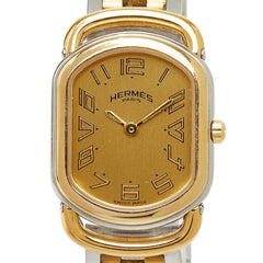 エルメス ラリー 腕時計 RA1.240 クオーツ ゴールド文字盤 ステンレススチール レディース HERMES 【中古】