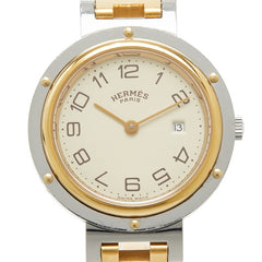 エルメス クリッパー 腕時計 CL3.440 クオーツ ベージュ文字盤 ステンレススチール メンズ HERMES 【中古】
