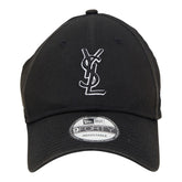 サンローラン ×ニューエラ YSLロゴ モノグラム 帽子 キャップ 687687 ブラック コットン レディース SAINT LAURENT 【中古】