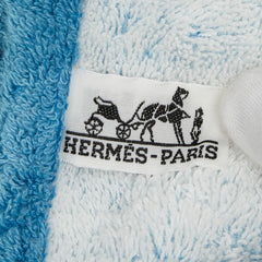 エルメス ラ メール オー カナール La Mare aux Canards ビーチタオル バスタオル ブルー ホワイト コットン パイル レディース HERMES 【中古】