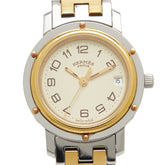 エルメス クリッパー 腕時計 CL4.220 クオーツ ベージュ文字盤 ステンレススチール レディース HERMES 【中古】