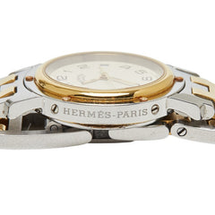 エルメス クリッパー 腕時計 CL4.220 クオーツ ベージュ文字盤 ステンレススチール レディース HERMES 【中古】