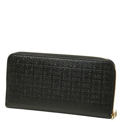 ロエベ リピートアナグラム ラウンドファスナー 長財布 ブラック レザー レディース LOEWE 【中古】