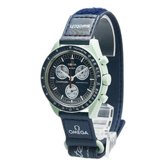 オメガ × スウォッチ Swatch スピードマスター ムーンウォッチ ミッション オン アース 腕時計 S033G100 クオーツ ネイビー文字盤 樹脂系 メンズ OMEGA 【中古】