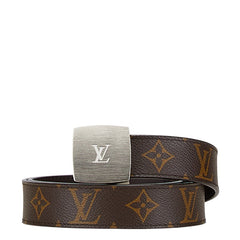 ルイ ヴィトン モノグラム サンチュール LVカット ベルト サイズ:80/32 M6888W ブラウン PVC レザー レディース LOUIS VUITTON 【中古】