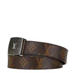 ルイ ヴィトン モノグラム サンチュール LVカット ベルト サイズ:80/32 M6888W ブラウン PVC レザー レディース LOUIS VUITTON 【中古】
