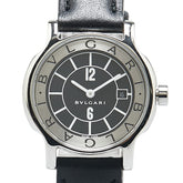 ブルガリ ソロテンポ 腕時計 ST29S クオーツ ブラック文字盤 ステンレススチール レザー レディース BVLGARI 【中古】