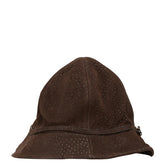 プラダ ハット サイズ:M ブラウン レザー ナイロン レディース PRADA 【中古】