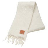 ロエベ アナグラム マフラー ホワイト ウール モヘア レディース LOEWE 【中古】