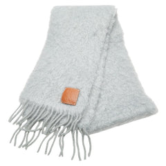 ロエベ アナグラムロゴ マフラー グレー ウール モヘヤ レディース LOEWE 【中古】