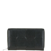 ボッテガヴェネタ カセット イントレチャート ジップアラウンドウォレット 長財布 ブラック オレンジ レザー レディース BOTTEGAVENETA 【中古】