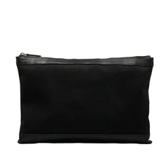 バレンシアガ ネイビークリップL セカンドバッグ クラッチバッグ 373840 ブラック キャンバス レザー レディース BALENCIAGA 【中古】