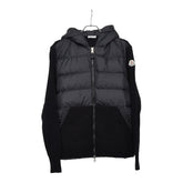 モンクレール CARDIGAN TRICOT ダウン カーディガン ジップパーカー サイズM ブラック グレー ポリエステル ウール カシミヤ ダウン フェザー レディース MONCLER 【中古】