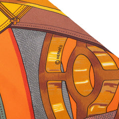 エルメス マキシツイリー CAVALCADOUR カヴァルカドゥール スカーフ オレンジ マルチカラー シルク レディース HERMES 【中古】