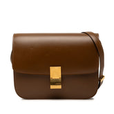 セリーヌ クラシックボックス ミディアム ショルダーバッグ ブラウン レザー レディース CELINE 【中古】