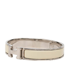 エルメス クリックH PM ブレスレット シルバー オフホワイト メタル エナメル レディース HERMES 【中古】
