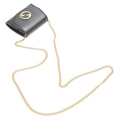 グッチ ブロンディ ミディアム チェーンウォレット ショルダーバッグ 725219 ブラック ゴールド レザー レディース GUCCI 【中古】