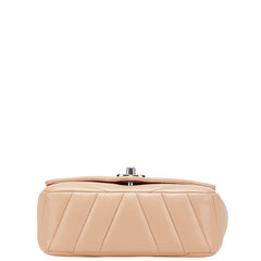 シャネル シェブロン ココマーク チェーン ショルダーバッグ ベージュ シルバー キャビアスキン レディース CHANEL 【中古】