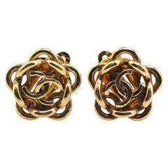 シャネル ココマーク 花 フラワー モチーフ イヤリング ゴールド メッキ レディース CHANEL 【中古】