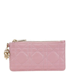 ディオール レディディオール カナージュ カードケース フラグメントケース ピンク レザー レディース Dior 【中古】