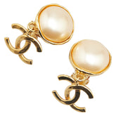 シャネル ヴィンテージ ココマーク イヤリング スイング ゴールド メッキ フェイクパール レディース CHANEL 【中古】