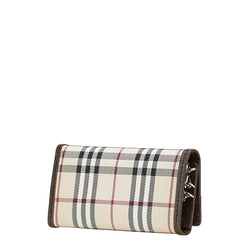 バーバリー ノバチェック キーケース 5連 ベージュ ブラウン キャンバス レザー レディース BURBERRY 【中古】