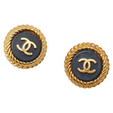 シャネル ヴィンテージ ラウンド ココマーク イヤリング ゴールド ブラック メッキ レディース CHANEL 【中古】