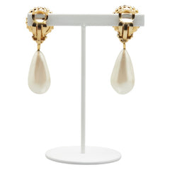 シャネル ラウンド クローバー フェイクパール イヤリング ゴールド ブラック メッキ レディース CHANEL 【中古】