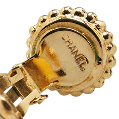 シャネル ラウンド クローバー フェイクパール イヤリング ゴールド ブラック メッキ レディース CHANEL 【中古】