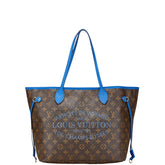 ルイ ヴィトン モノグラム イカットフラワー ネヴァーフルMM ショルダーバッグ M40938 ブラウン ブルー PVC レザー レディース LOUIS VUITTON 【中古】