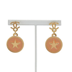 シャネル スイング ココマーク スター 星 スタッドピアス サーモンピンク ゴールド メッキ レディース CHANEL 【中古】