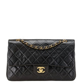 シャネル ココマーク マトラッセ25 ダブルフラップ チェーン ショルダーバッグ ブラック ラムスキン レディース CHANEL 【中古】