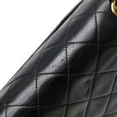 シャネル ココマーク マトラッセ25 ダブルフラップ チェーン ショルダーバッグ ブラック ラムスキン レディース CHANEL 【中古】