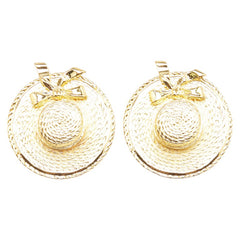 シャネル 麦わら帽子 リボン モチーフ イヤリング メッキ レディース CHANEL 【中古】