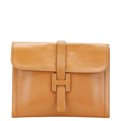 エルメス ジジェGM セカンドバッグ クラッチバッグ ブラウン レザー レディース HERMES 【中古】