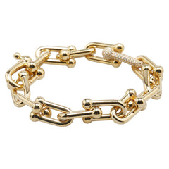 ティファニー ハードウェア エクストララージ リンク ダイヤ ブレスレット K18YG イエローゴールド メンズ TIFFANY&Co. 【中古】