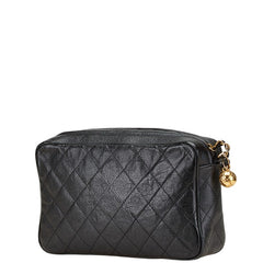 シャネル ココマーク ココボール マトラッセ チェーン ショルダーバッグ ブラック キャビアスキン レディース CHANEL 【中古】