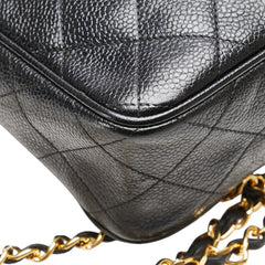 シャネル ココマーク ココボール マトラッセ チェーン ショルダーバッグ ブラック キャビアスキン レディース CHANEL 【中古】