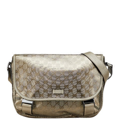グッチ GGインプリメ 斜め掛けショルダーバッグ 201732 ブロンズカーキ ゴールド PVC レザー レディース GUCCI 【中古】