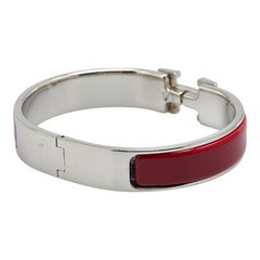 エルメス クリックH PM ブレスレット シルバー ボルドー メタル レディース HERMES 【中古】