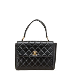 シャネル マトラッセ ココマーク ハンドバッグ ブラック ラムスキン レディース CHANEL 【中古】
